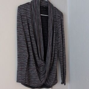 AB Studio Charcoal Red And Light Gray Striped Cowl Neck Sweater Size‎ Medium